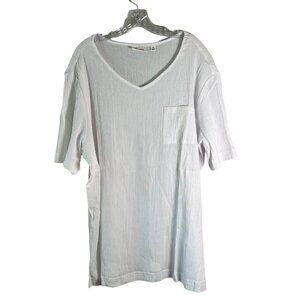 NWOT Denim & Co. Women's V-Neck Short Sleeve White Gauzy Tunic Top Size XL